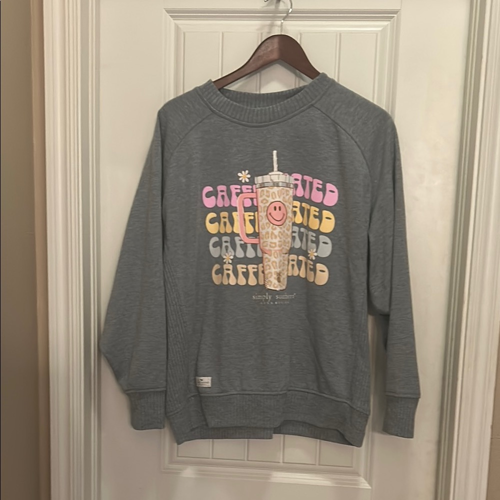 Simply Southern M Gray caffeinated sweatshirt